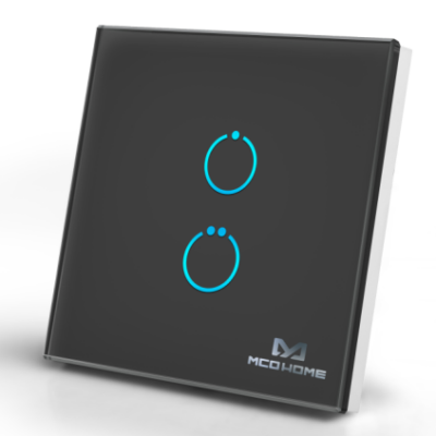 MCO Home Touch Panel fali kapcsoló 2 érintőgombbal (fekete) 